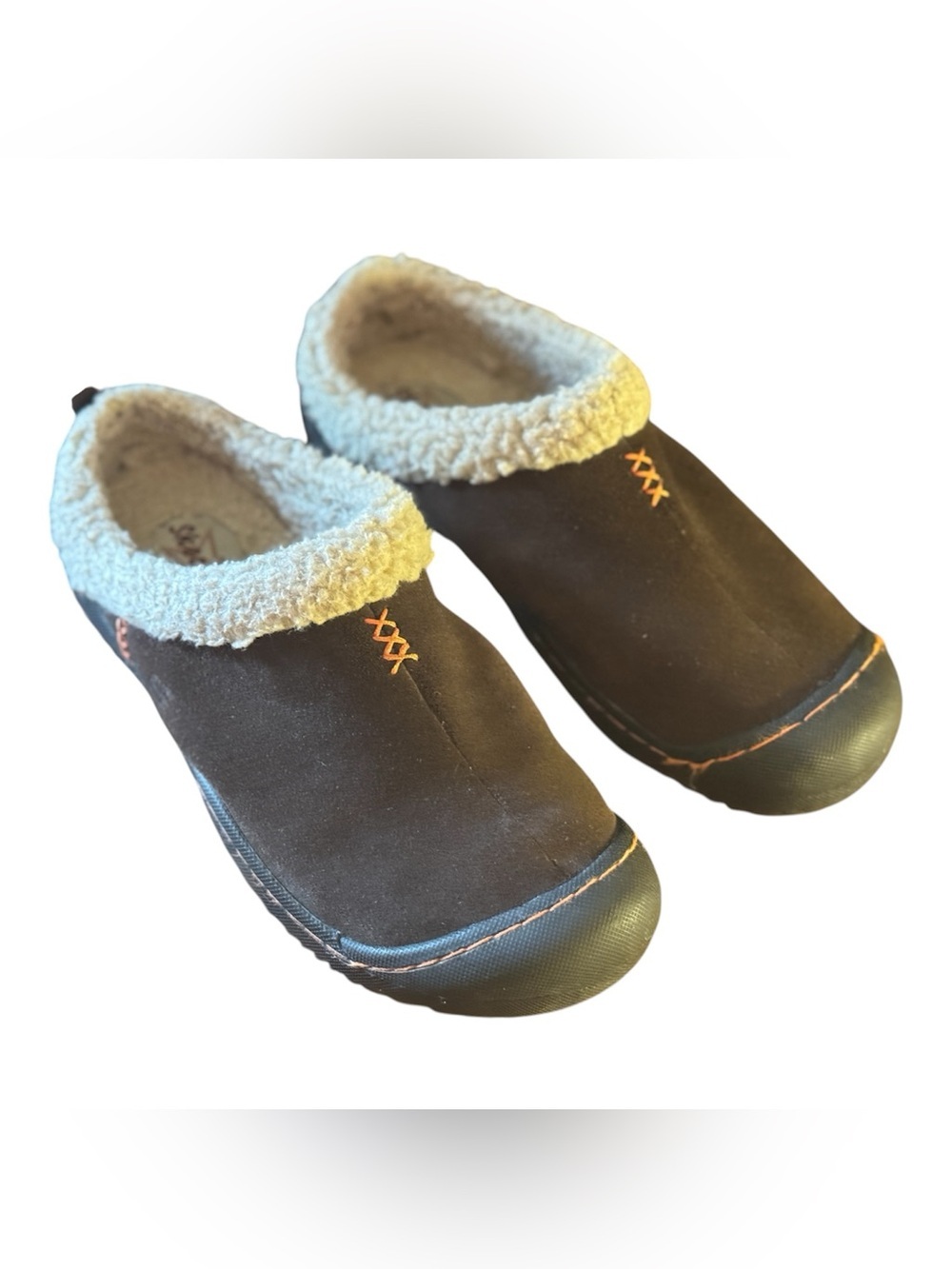 Skechers Spartan Snuggly Suede Faux Fur Slippers Mules Clogs Brown Size 9